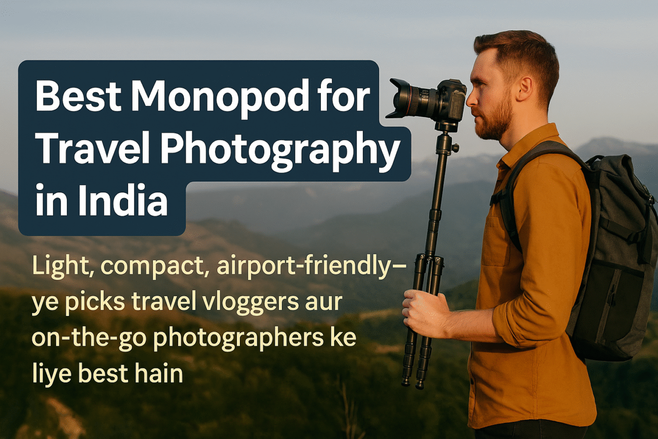 Travel photographer using a monopod for camera during sunrise shoot in India – Best Monopod for Travel Photography 2025.