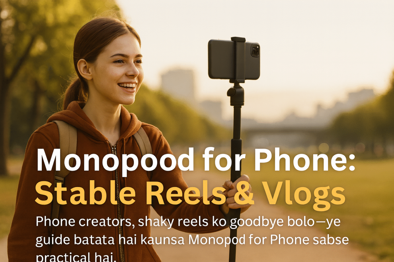Content creator filming a reel using a smartphone on a MAJPRO monopod – Best Monopod for Phone in India for stable vlogs and travel shoots.